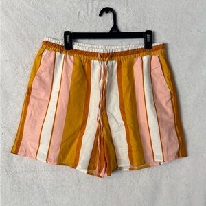 Express Pink and Orange Striped Women's Drawstring Shorts